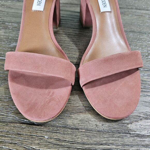 Steve Madden Irenee Pink Rose Suede Block Heel Womens Size 6.5 - Picture 3 of 12